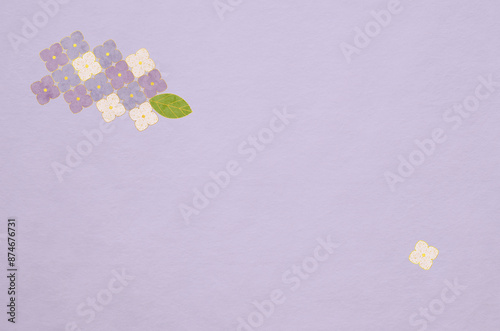 Japanese Washi paper texture with abstract hydrangea pattern. Luxury modern Japanese style background with floral pattern.