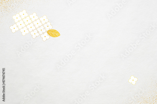 Japanese Washi paper texture with abstract hydrangea pattern. Luxury modern Japanese style background with floral pattern.