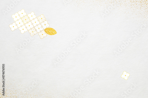 Japanese Washi paper texture with abstract hydrangea pattern. Luxury modern Japanese style background with floral pattern.