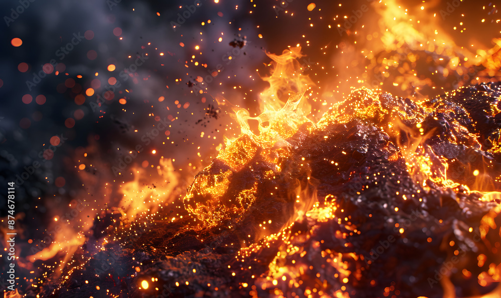 fire spark burn on dark background