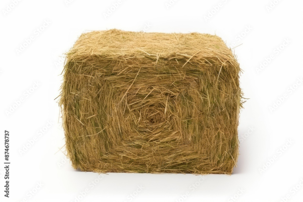 Single Hay Bale on White Background Single Hay Bale on White Background