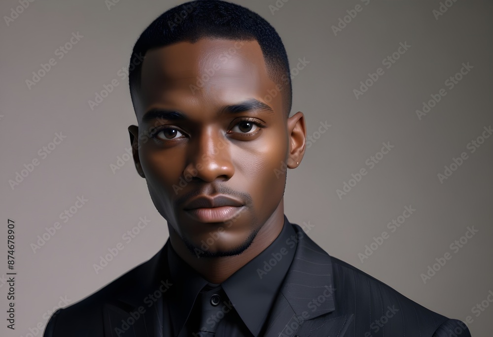 Fototapeta premium Black man in suit on clean background