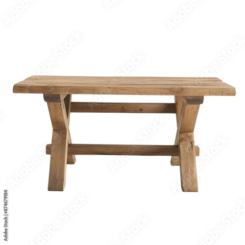 A wooden table with a crossbar design photo