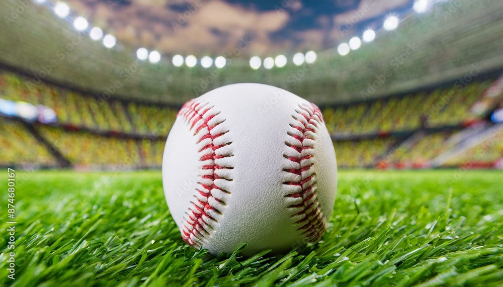 Bola de beisebol em um estádio Bola de beisebol em um estádio