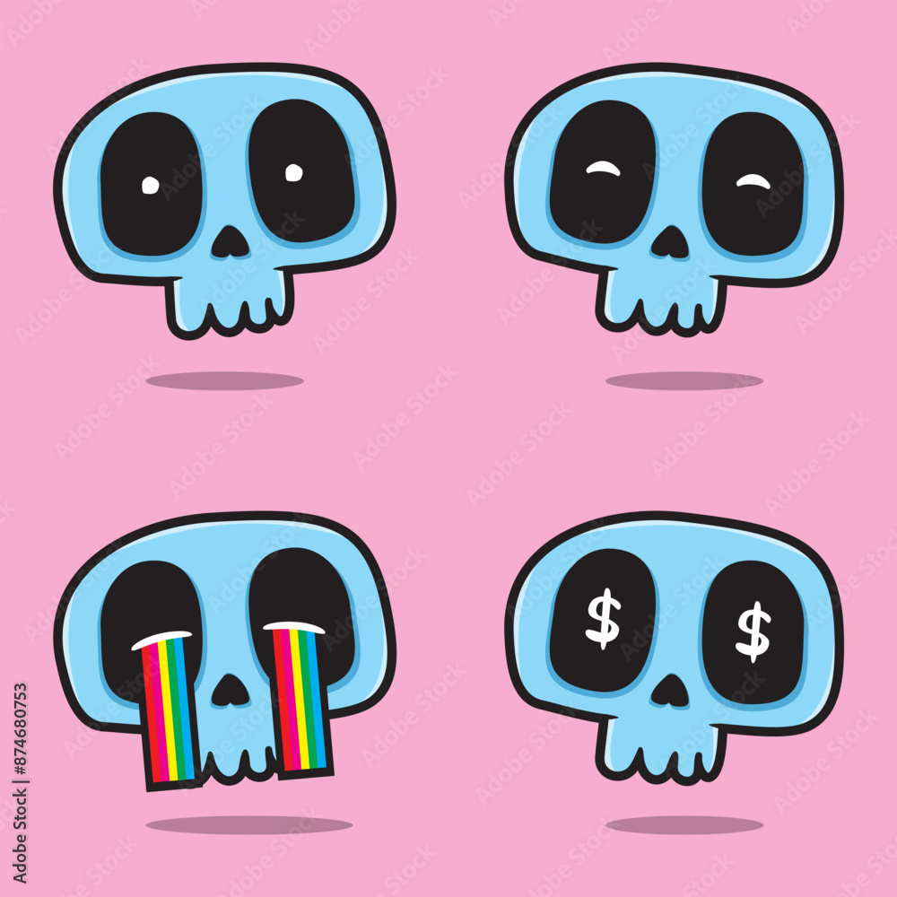 Obraz premium skull expression vector with kawaii style