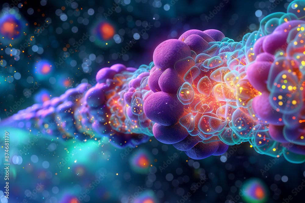 Obraz premium Interaction of insulin and fat cells with activities involved in metabolic processes.