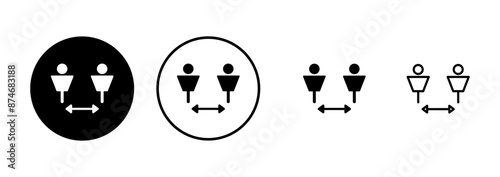 Social distancing icon vector isolated on white background. Keep distance sign. Coronavirus. Social Distancing and Self Quarantine.