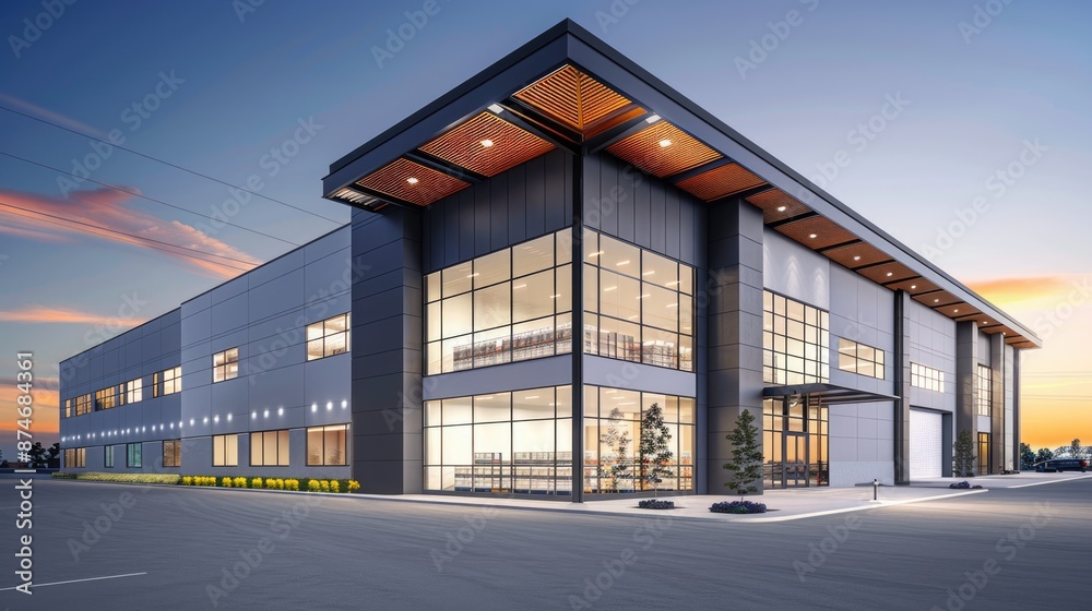 custom made wallpaper toronto digitalSleek Steel Exterior of Modern Warehouse Office Buildin