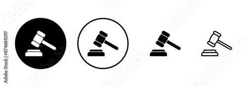 Gavel icon vector isolated on white background. Hammer icon vector. Judge Gavel Auction Icon Vector. Bid