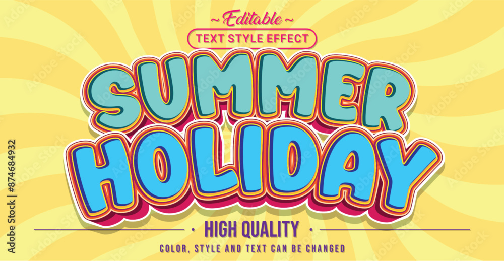Obraz premium Editable text style effect - Summer Holiday text style theme.