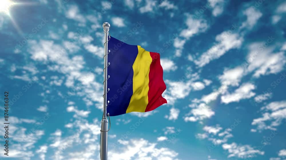 Romania Flag Waving With Clouds Romania Flag Waving With Clouds