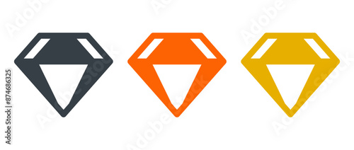 gem icon set terndy flat isolated on white background