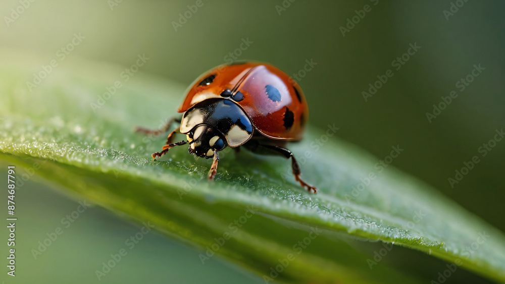 Fototapeta premium close-up macro photo of ladybug