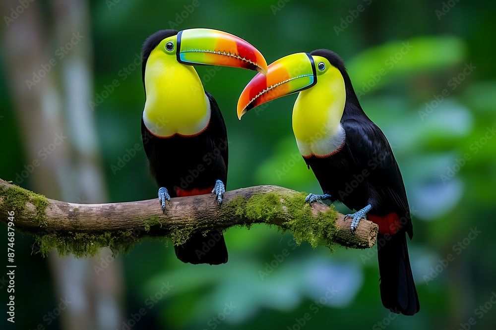 Fototapeta premium Toucan bird in the rainforest of Borneo.
