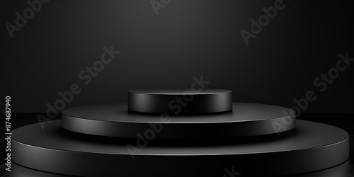 Minimalistic black podium or pedestal for product display