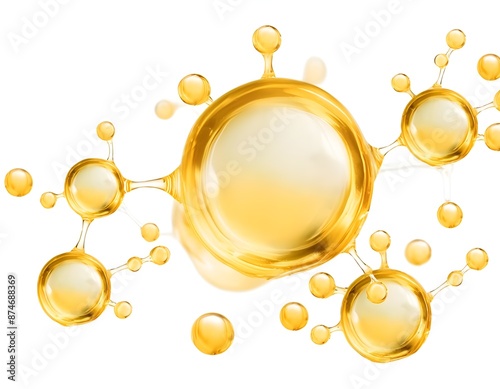 Gold oil molecules,Beauty science skincare molecular concept