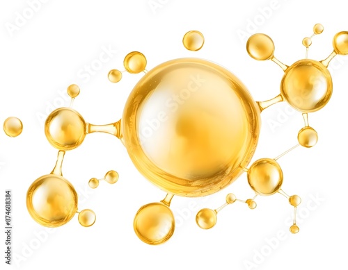 Gold oil molecules,Beauty science skincare molecular concept
