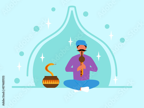 Indian snake charmer. India vector illustration