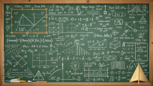 Blackboard Mathematical with Thin Line Shapes and Inscriptions. Vector