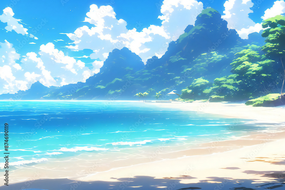 Obraz premium Beach landscape anime style.