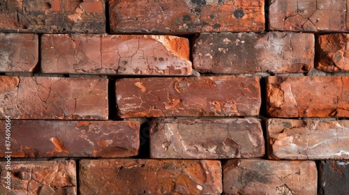 Red Weathered Brick Wall Texture with Rustic Charm