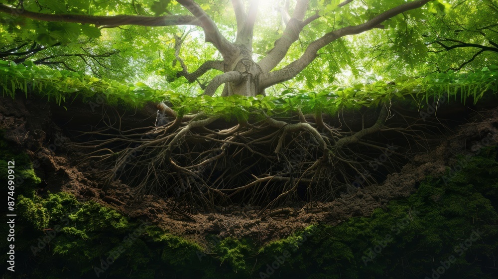 The idea of connection illustrated as intertwined branches of a tree The idea of connection illustrated as intertwined branches of a tree