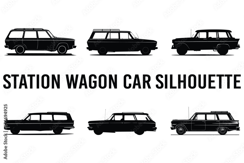Naklejka premium Station Wagon Car Silhouette Vector