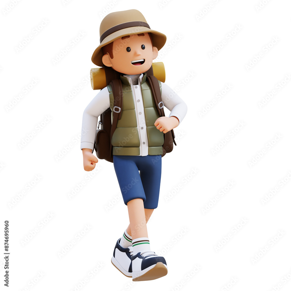 3D Traveller Character Walking with Confident 3D Traveller Character Walking with Confident