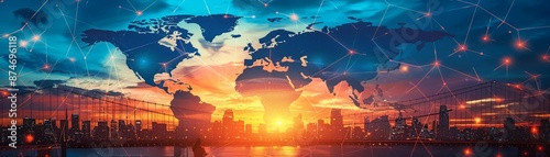 Bridge to Global Markets, A bridge leading to a world map, symbolizing the connection between local businesses and global markets