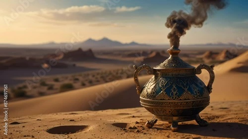 kettle on the fire in the mountains