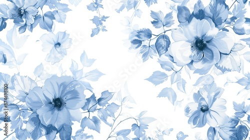 A delicate floral pattern with intricate blossoms and leaves, perfect for adding a touch of elegance and femininity to wallpapers and fabrics.