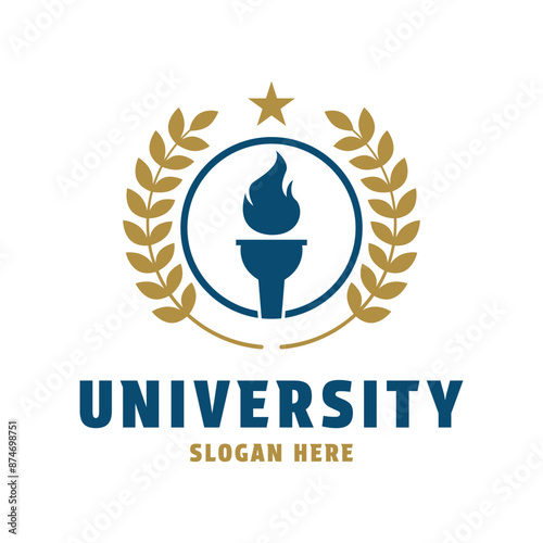 university logo design concept idea with torch flame
