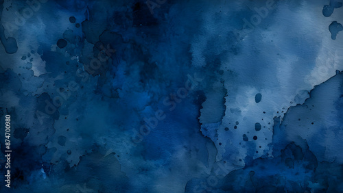 Abstract watercolor paint background dark blue color grunge texture