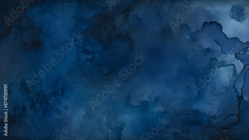 Abstract watercolor paint background dark blue color grunge texture