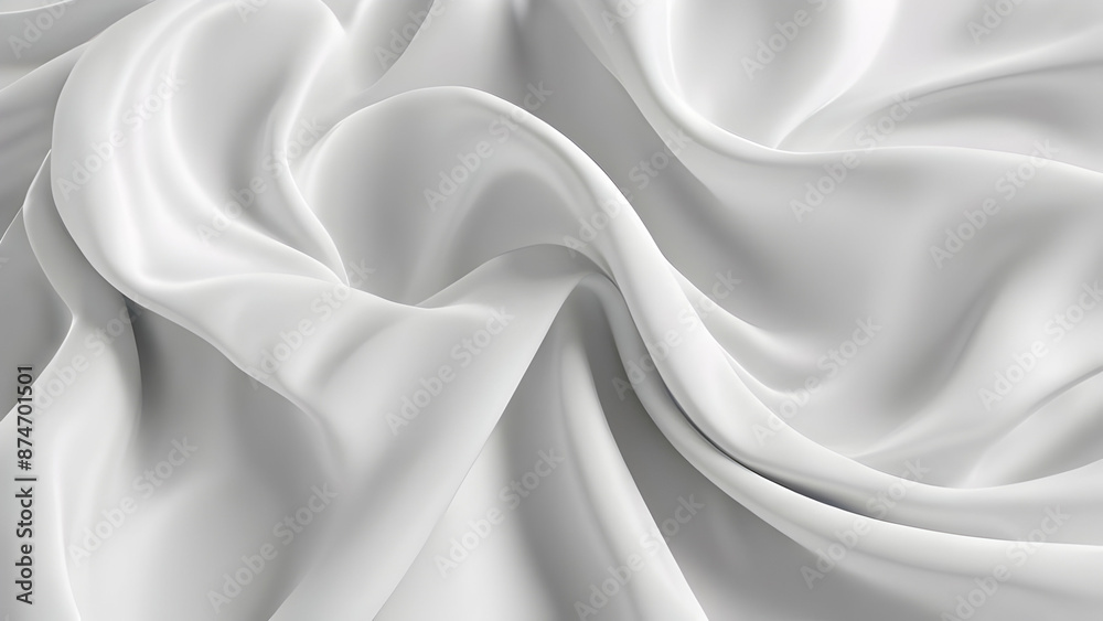 Obraz premium 3D render beautiful folds of white silk, clean fabric background. Simple soft background