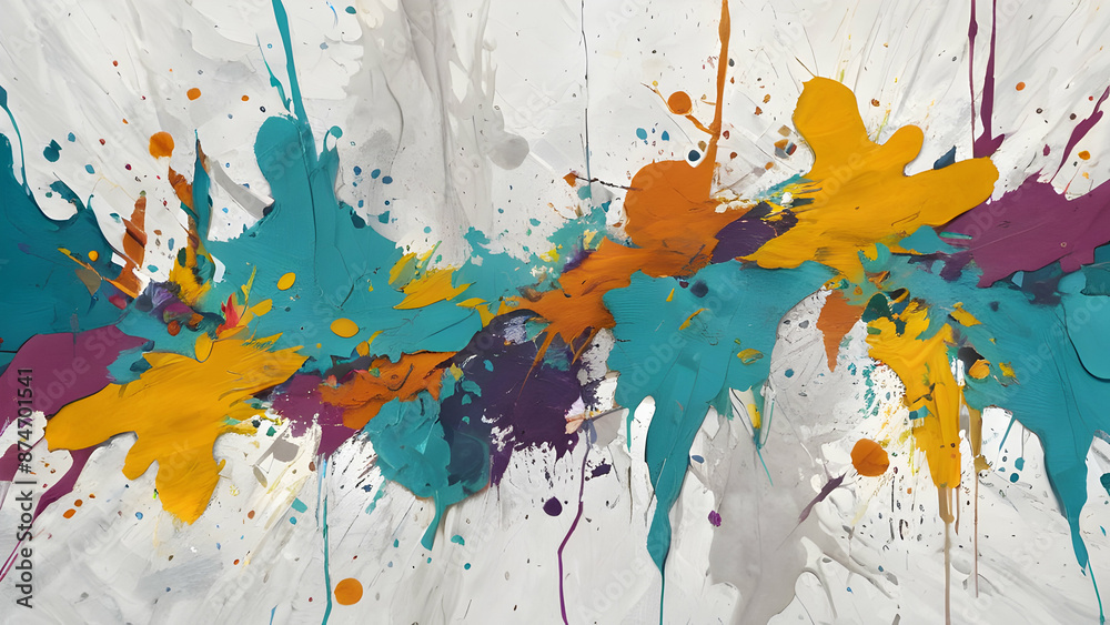 Fototapeta premium Abstract weathered art background with paint splashes and bolts
