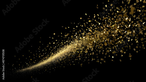 Abstract golden particle glitter effect on dark background