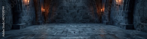 Mysterious medieval castle interior with candlelight