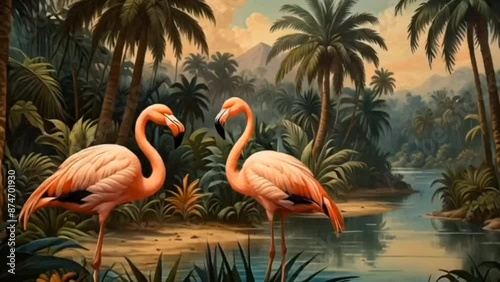 flamingos in the water