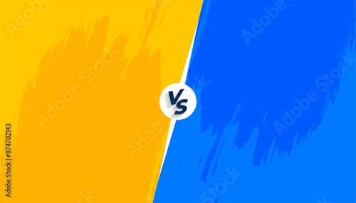 yellow and blue versus duel tournament banner with brush stroke effect