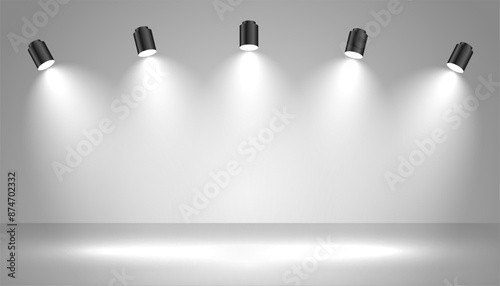 realistic shiny focus light on empty background