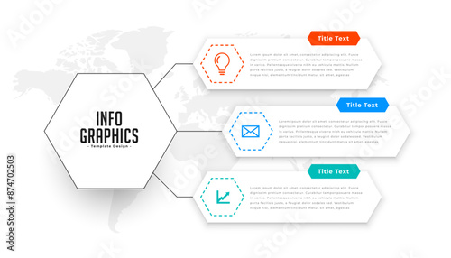 three step infographic process flowchart template for data visualization
