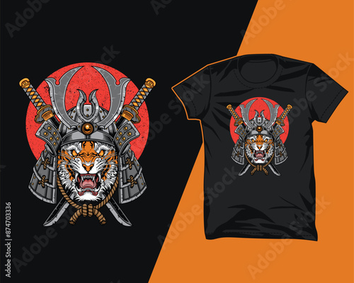 samurai tiger t shirt design