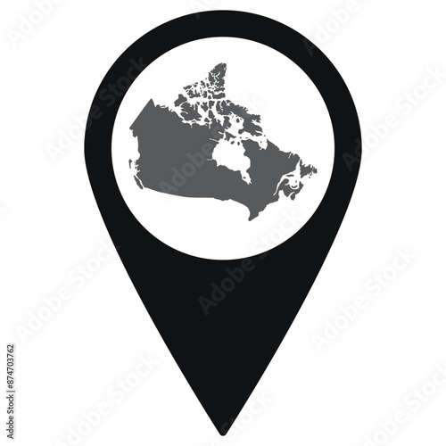 Canada map. Map of Canada on map pin icon black color isolated