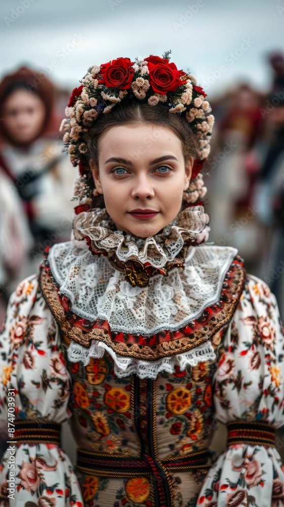 Fototapeta premium Portrait of a Young Woman in Traditional Ukrainian Dress.