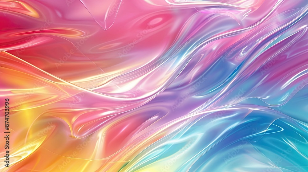 Mesmerizing Neon Rainbow Holographic Backdrop with Fluid Abstract Gradient Waves
