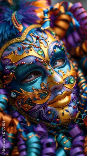 Colorful Carnival Mask with Ribbons.