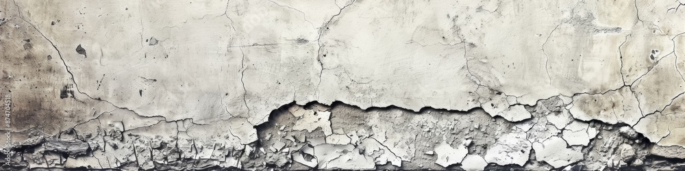 Fototapeta premium Abstract Distressed Concrete Wall Texture Background, Highlighting Natural Elements, Artistic Aesthetics, and a Sense of Solitude for Decorative High-Resolution Wallpaper
