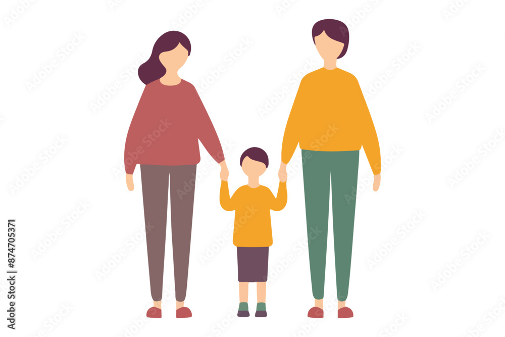custom made wallpaper toronto digitalA flat vector illustration of two women holding hands with their son