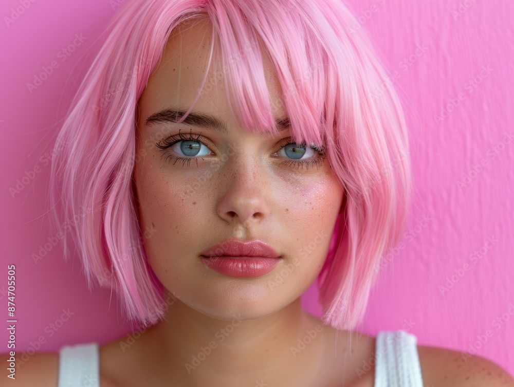 portrait of a woman with pink hair portrait of a woman with pink hair